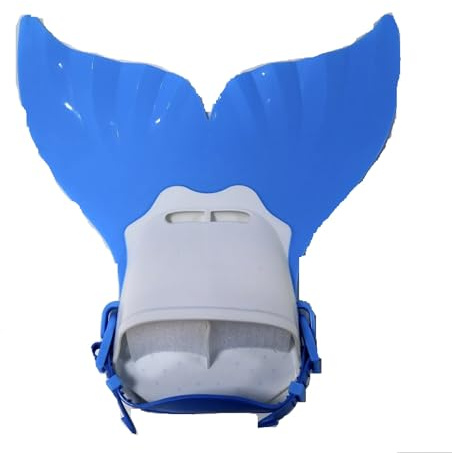 HDNSAUD Swim Training Fins Children's Fins Snorkeling Swimming Training Diving Supplies Mermaid Fins Monolithic Whale Tail Children's Water Shoes Kids(Blue and White)