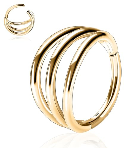 HENYQANN Piercing Ring Septum Piercing Conch Piercing Nasenring Piercing Daith Helix Piercing Knorpel Ohrring Bauch Tragus Piercing Gold Silber 16/18G 8/10mm