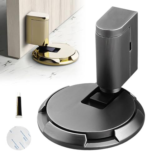 Mechanischer geräuschloser Bodentürstopper, 2024 Neuest Türstopper Boden Selbstklebend, Verstellbarer Türstopper für den Innenbereich für Boden und Wand | Door Stopper (Grau)