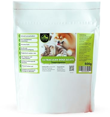 UltraClean Cats & Dogs - Limpiador de alfombras en polvo para aspiradora, polvo para alfombras y alfombras para limpiar 10-15 m², 500 g