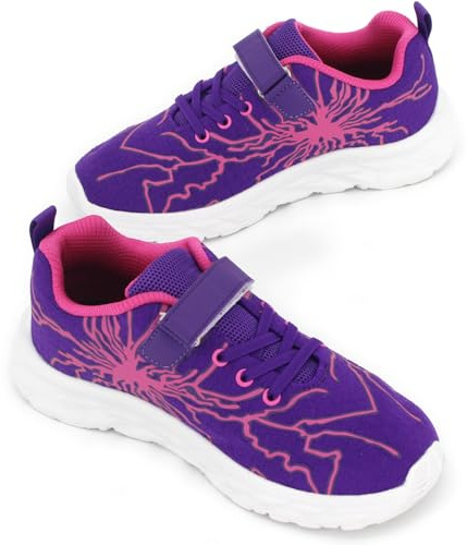 AMZHRLY Baskets Fille Léger Respirant Sneakers Sport Antidérapant Chaussures de Course pour Extérieur et Intérieur Violet 38EU