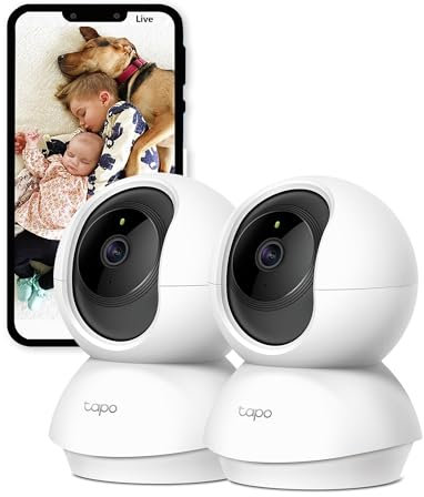 Tapo Pan/Tilt Smart Security Indoor Camera, Baby Monitor, CCTV, 360° Rotational Views, Works with Alexa&Google, 2-Way Audio, Night Vision, SD Storage, Device Sharing, 2pack C200P2(Renewed)