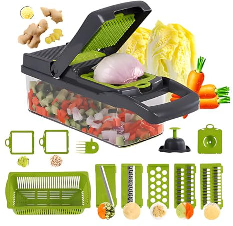 Juego de rallador multifuncional, cortador y rallador para verduras y frutas, herramienta de cocina universal para cortar, rallar y rallar, diseño ergonómico, cuchillas intercambiables