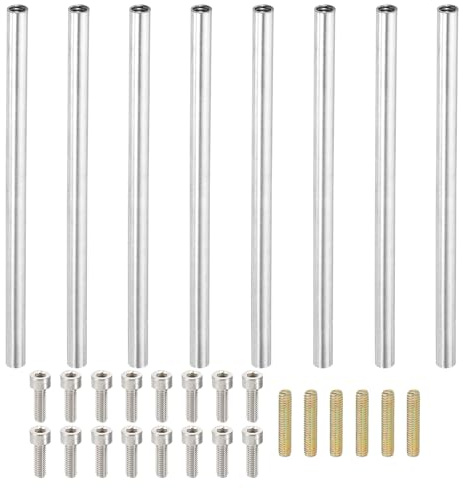 PATIKIL 100mm (3.9) Round Coupling Nuts Kit, M4 Threaded Connector Bar Hardware with Fully Thread Rods Socket Screws for Lamp Model Furniture DIY Repair Part
