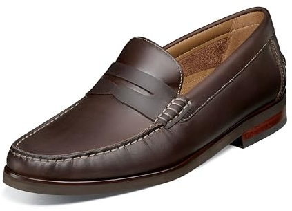 Florsheim Men's Brisbane Flex Moc Toe Penny Loafer, Brown Crazy Horse, 10.5 Medium