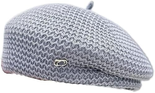 Niltracy Berretto da donna versatile che guarda il viso, piccolo, primaverile ed estivo, in seta di latte, traspirante, cappello da pittore a pieghe a forma di zucca, grigio, Taglia unica