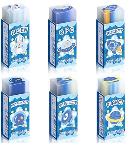 Radiergummi Weich, Niedlicher Radiergummi Kinder, Radiergummis für Radieren, Radierer für Schule, Zuhause Bürobedarf Schreibwaren, Mitgebsel, Geschenke für Kindergeburtstag（6 Pcs）