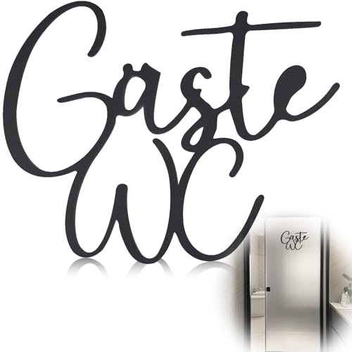 Gäste WC Schild,1 Stück 3D Schild Gäste Selbstklebend WC Türschild 18,7 x 14,9 cm Selbstklebend Toilettenschild, Aufkleber Schwarz für Büro,Schule,Restaurant & Mehr