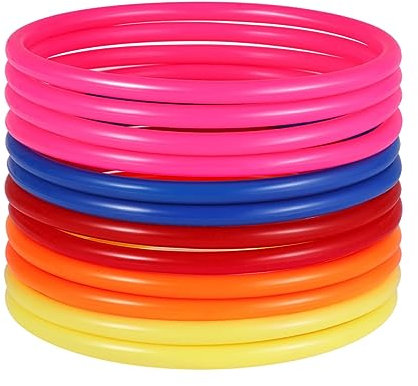 Supvox 24stücke Teiliges Wurfspiel Bunten Plastikringen Langlebiges Gartenspielzeug Für Drinnen Und Draußen Fördert Hand-Auge-koordination Und Präzision Bei Kindern