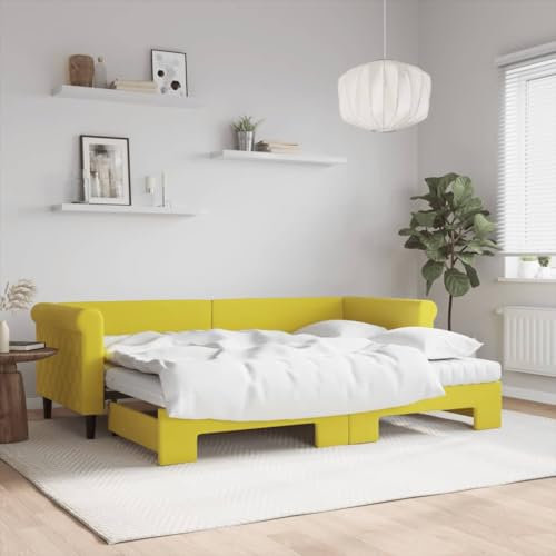 LAPOOH Tagesbett Ausziehbar mit Matratzen Gelb 80x200 cm Samt, Schlafsofa, Daybed, Bettsofa, Sofa Bed, Sofabett, Schlafcouch, Jugendbett, Bettgestell, Bettcouch - 3197793