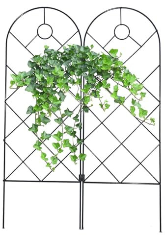 Metal Garden Trellis, Decorative Garden Fence, Climbing Plant Trellis, Plant Support Frame for Climbing Outdoor Vegetables, Vines, Flowers Potted Rose Tomato Cucumber