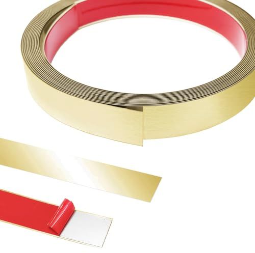 5 m x 2 cm metallband, trimlister, självhäftande, rostfri stålplåt, vägglister, stuckaturlister, vägg, skalle och stav, rostfritt stål för öppen spis, spegelram, möbler och heminredning guld
