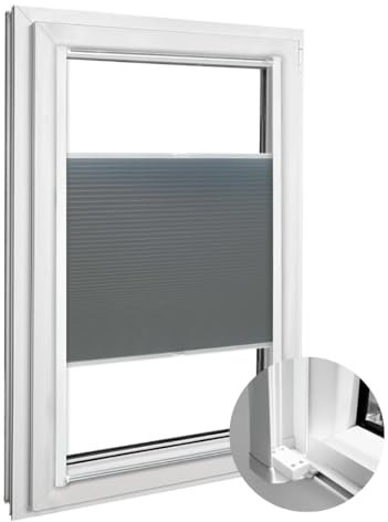 Home-Vision Kassettenplissee ohne Bohren zum Kleben, nach Maß, 23 Farben, Alu-Gehäuse mit Schienen, Sonnenschutz für Fenster, Höhe 50–149 cm, Breite 35–120 cm