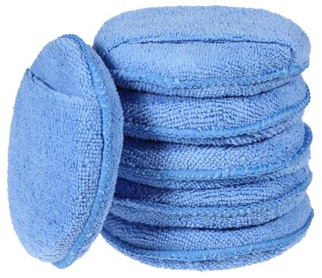 Pack of 6 Microfibre Wax Applicator Pads Microfibre Applicator Pad with Finger Pocket Microfibre Car Hand Polishing Sponge Wash Set Applicator Set for Clean Car Glass (4.92 Inches 12.5 cm)