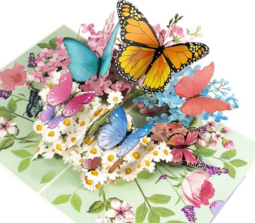 FeinKulturia Pop Up Karte 3D Schmetterling Glückwunschkarte Geburtstagskarte Grußkarten Gesundheitskarte mit Grußkarte und Umschlag für Tochter Mutter Freundin Gattin Ehemann Vater Sohn Kunden Freunde