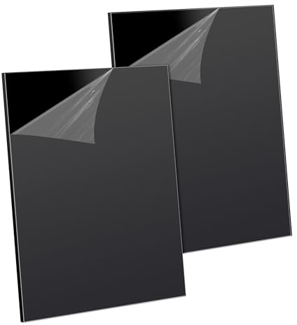 Plaque Acrylique Noir, 2 Pièces Feuilles de Plastique Noir ABS Petits Panneaux avec Film Protecteur, Découpables au Laser pour Cadre Photo, Présentation de Projet, Peinture (300 x 200 x 5mm)