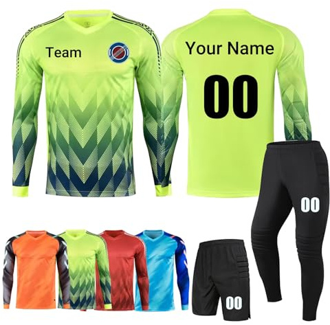 COITROZR Equipacion Portero Niño Personalizada,Hombre y Mujer de Traje Equipaciones de Futbol Personalizada para Niños Adultos con Nombre Personalizado Número Logotipo del Equipo(Green)