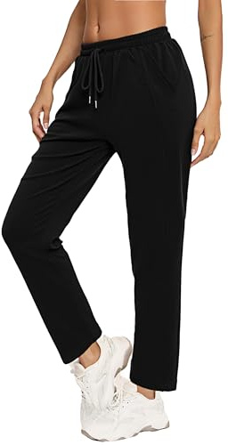 Aseniza Pantalon Chandal Mujer Invierno Algodón Deportes Chándal Jogger para Casual Tallas Grandes con Bolsillos Negro XL