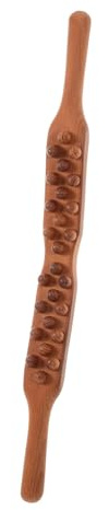 HOODANCOS Palo de Masaje Corporal de Madera Cuentas de Oliva 26 Perlas, Masajeador Manual Portátil para Acupresión y Relajación Muscular, Herramienta para Espalda, Hombros y Pies