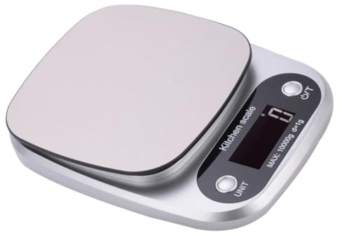 IWOWHERO Bilancia Digitale da Cucina Piccola Portatile in Acciaio Inossidabile Alta Precisione per Cottura e Pesa Alimenti Display LCD Multifunzionale Senza Batterie Adatta per Casa e