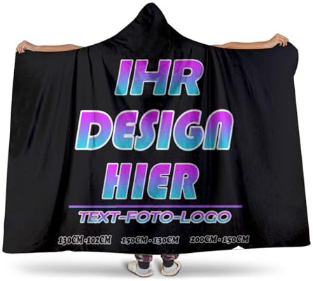 Personalisierte Hoodie Decke Selbst gestalten mit Bild Text kuschelpullover Damen kuschel Flauschige Flanell oversized hoodie blanket Erwachsene cozy plaid pulli decke sherpa hoody Geschenk