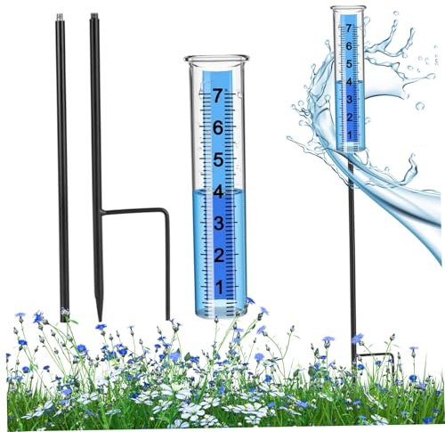 Peosaard Pluviometro, Pluviometro Misurazione di capacità per Esterni Facile da Leggere Metallo Decorativo Resistente alle intemperie per Giardino, Cortile, Cortile, Prato