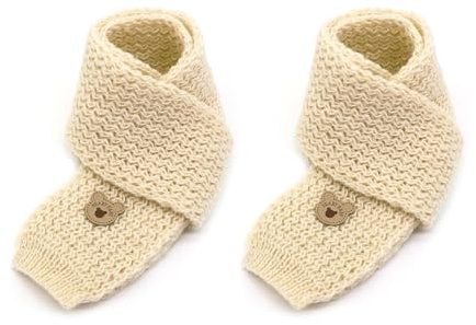 GYIOFAI 2 Pezzi Sciarpa per Bambini e ragazzi, Sciarpa per Bambini, Scaldacollo Lavorato a Maglia, Morbida e Bella Toddler Fazzoletto Collare (beige)