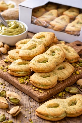 Mascherina di Carnevale Farcita al Pistacchio Artigianale – Biscotti Tipici Italiani da Forno – Pasticceria Secca di Qualità – Vassoio da 1,2 Kg – Dolci Tradizionali Ideali per Feste, Carnevale e Rega