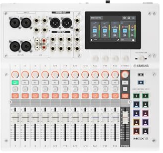 YAMAHA MGX12 Digital Mixer med LCD-Pekskärm, Bluetooth, Vit | Kompakt mixer med dubbla USB, multispårsinspelning på microSD och intelligenta ljudverktyg