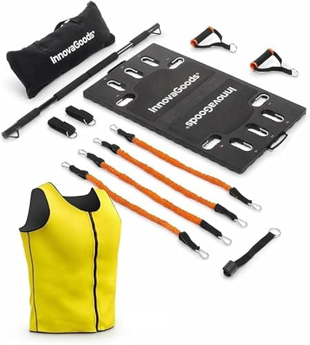 InnovaGoods Pack système d'entraînement complet portable avec guide d'exercices et gilet de sport avec effet sauna, pour homme, taille L