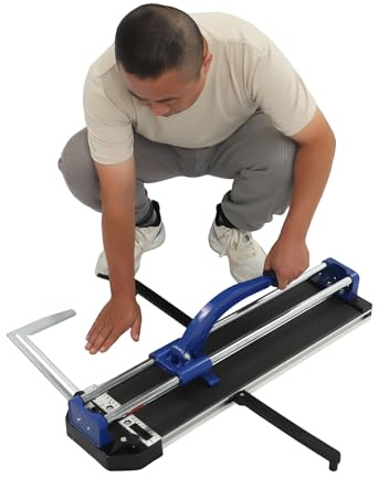 Cortador manual de azulejos ajustable a 90°, cortador de laminado, para cortes limpios y rectos en azulejos de hasta 15 mm de grosor y 60 cm de ancho para líneas de corte precisas, azulejos de pared