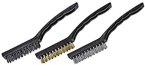 kwb Lot de 3 brosses métalliques manuelles – Laiton, acier, acier galvanisé – Fil à grain moyen pour l'élimination de la rouille et la préparation de la surface