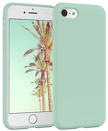 EAZY CASE Premium Silikon Handyhülle kompatibel mit iPhone SE (2022/2020) / iPhone 8/7 Slimcover mit Kameraschutz und Innenfutter, Silikonhülle, Schutzhülle, Handy Case, Hülle, Softcase, Mint Grün