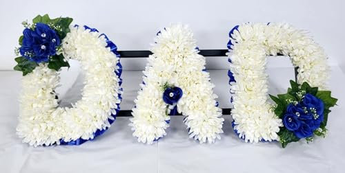 mySilkFlowers DAD Funeral Flowers Artificial Silk Chrysanthemums Tribute Letters Wreath Memorial
