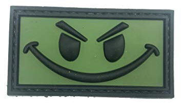 Smiley-Gesicht Taktisch PVC Airsoft Paintball Klettverschluss-Flecken Kader Patch (Grün)
