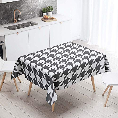 Tischdecke Abwaschbar, Chickw1 Geometrisches Gittermuster Wasserdicht Polyester Rechteckig Fleckschutz Ölfest Abwaschbar Pflegeleicht Mehrzweck Gartentischdecke (Hahnentritt,140x260cm)