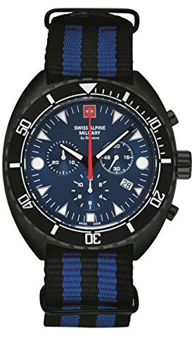 Swiss Alpine Military Herren Uhr Chronograph Analog Quarz 7066.9675SAM NATO-Armband