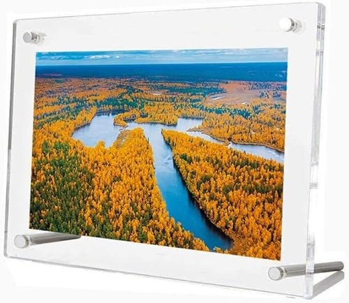Missartist Frameless Tabletop Floating Photo Frames，Clear Acrylic Picture Frame Desktop Free Standing (11x14(full frame size 12.6x15.4))