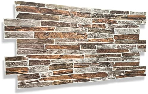 6m² 3D PVC Paneele Stein Optik 15 Stück, Wandpaneele Wandverkleidung Decke Deckenpaneele PVC-Verkleidung Wandtatto Fliesen Imitat