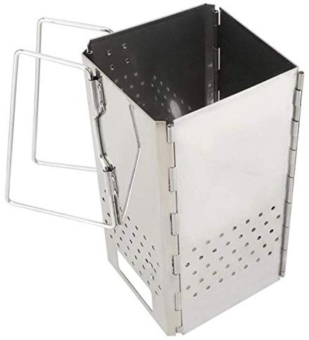 Thrink Chimney Starter With Bottom Holes - Kitchen Barbecue Accessories | Charcoal Briquette Lumpwood Starter | Ignites Quickly | Safe And Portable | Stainless Steel | Excellent Performance