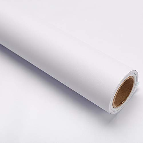 15.8 x400White Wallpaper Self Adhesive Film Peel and Stick Wallpaper White Adhesive Paper Waterproof Removable DIY Decorative for Kitchen Cabinet Countertops Shelf Liner Upgrade Thicker