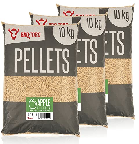 BBQ-Toro Pellet per barbecue a mela in 100% legno di melo | 30 kg | pellet di mela per barbecue, affumicatori, stufa a pellet e impianti di riscaldamento | pellet per barbecue, pellet di legno,