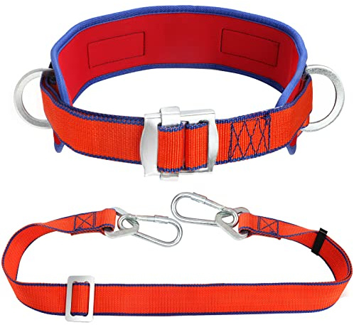 Trsmima Safety Belt with Adjustable Lanyard and Updated Waist Pad - Tree Climbing Belt Harness - Safety Lanyard Fall Protection- Fall Arrest Kite Climbing Lanyard,Ladder Safety Harness