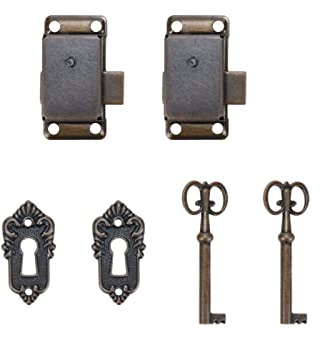 Wealrit Schrankschloss mit Schlüsseln, Rotbronze, Vintage-Schubladenschloss mit Schlüsseln, Retro-Schrankschloss für Schrankkoffer, 2 Stück