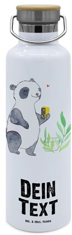 Mr. & Mrs. Panda Personalisierte Trinkflasche Panda Geocaching - Geschenke, Opencaching, Selbst Gestalten, Schatzsuchen, Mit Namen, Gravur, Flasche, Geschenk, Edelstahl, GPS Schnitzeljagd