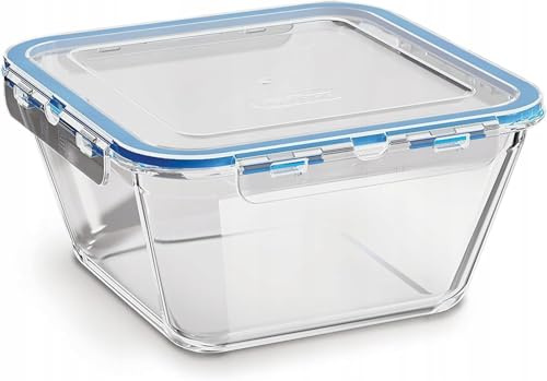 Curver Glass Airtight Food Storage Container - 860ml Capacity with Clip Lock - Easy Storage & Keeps Food Fresh - Freezer & Oven Safe, P508542