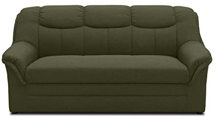 DOMO. collection Sofa Berlin, klassisches Design, Grün | 3 Sitzer mit Federkern für hohen Sitzkomfort im klassischen Design, 191 x 90 x 89 cm (BxTxH)