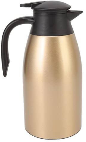2 Litri Caraffa Termica per Caffè, Caffettiera Sottovuoto Isolante in Acciaio Inossidabile, Brocca Isolante per Caffè, Tè, Bevande e altre Bevande Calde e Fredde(Oro)