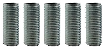 5 Pack of M10 Hollow Threaded Rod 25mm Lamp Nipple Tube –Zinc Plated Steel Threaded Rod Lighting Connector Pipe for Chandelier, Ceiling Lamp Holder, Electrical & DIY Light Fixture Fittings (25)