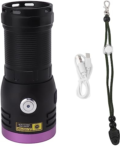 Kuuleyn Linterna UV De Luz Negra De 80 W, Linternas De Luz Negra Recargables, Linterna LED UV De 365 NM para Curación De Resina Fluorescente Mineral De Orina De Mascotas